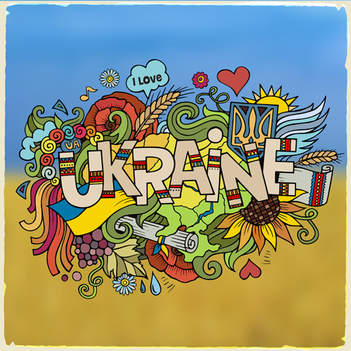 Ukraine hand drawn cartoon 