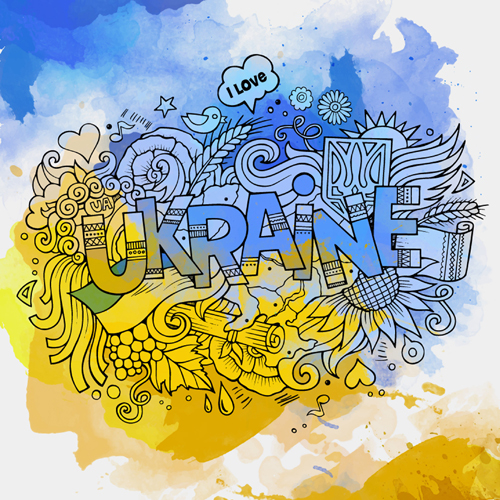 Cartoon ukraine style hand drawn background 03