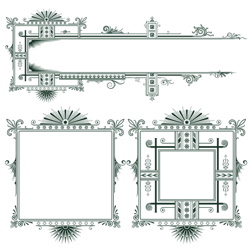 Classical Europe styles frame with borders vectors 01