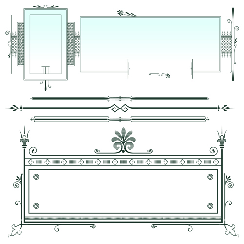 Classical Europe styles frame with borders vectors 02