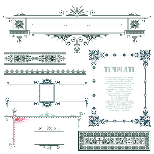 Classical Europe styles frame with borders vectors 04