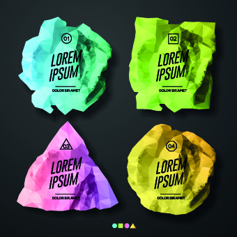 Colored crumpled paper label