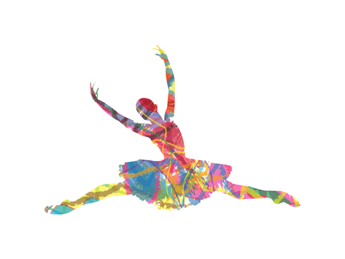 Colorful paint with girl dancing vector 02