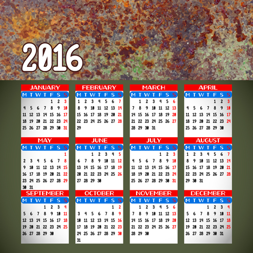Company gird calendar 2016 set vectors 09 Company gird calendar 2016 set vectors 09