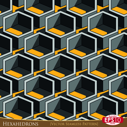 Creative hexahedron vector seamless pattern vector 05