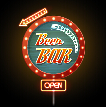 Creative neon advertising sign vector 06