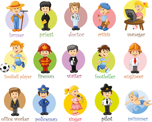 Different professions design elements vector 01