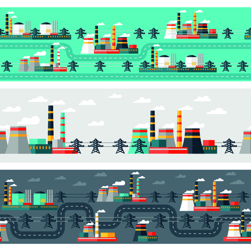 Electricity stations design vector