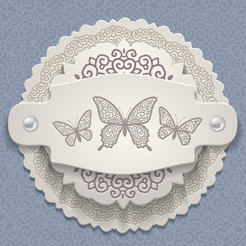 vector material elegant card vector card butterflies 