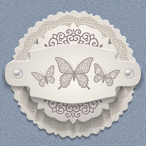 Elegant butterflies vintage card vector material 02