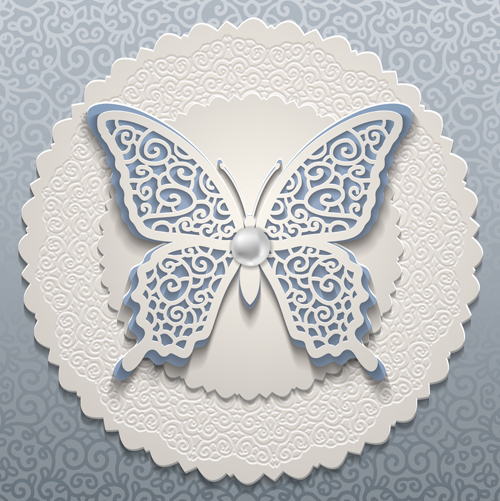 vector material material elegant card vector card butterflies 