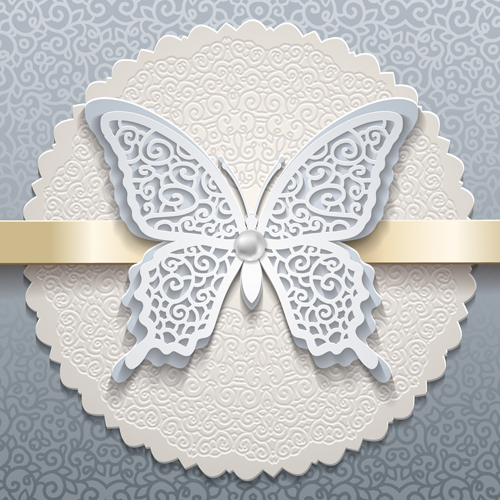 vector material elegant card butterflies 