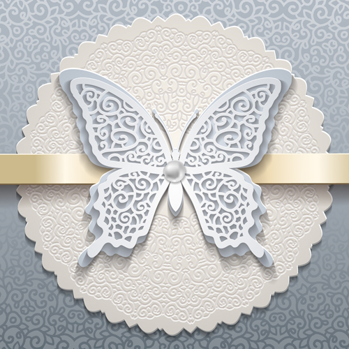 Elegant butterflies vintage card vector material 04