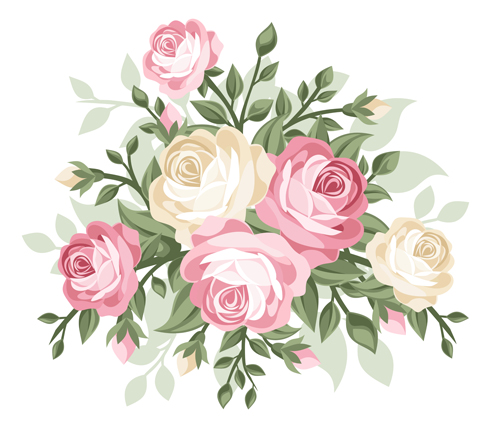 Elegant flowers bouquet vector 01