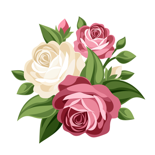 Elegant flowers bouquet vector 02