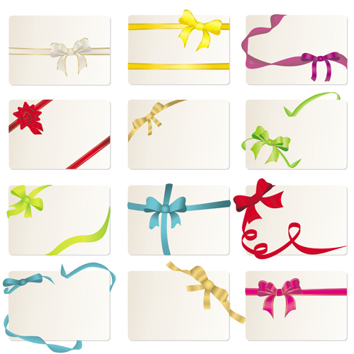 Exquisite ribbon cards vector material 02