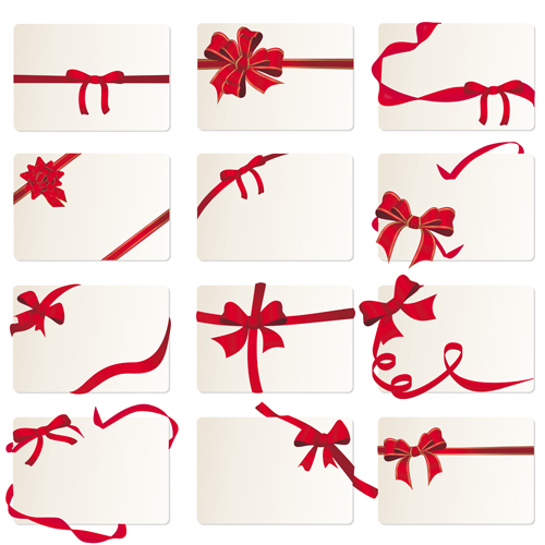 Exquisite ribbon cards vector material 03