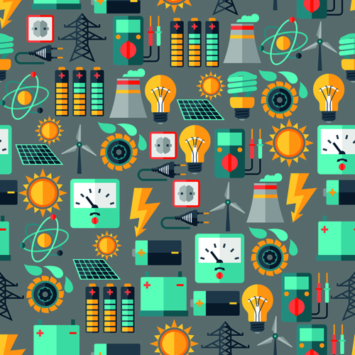 Flat electricity elements vector 01