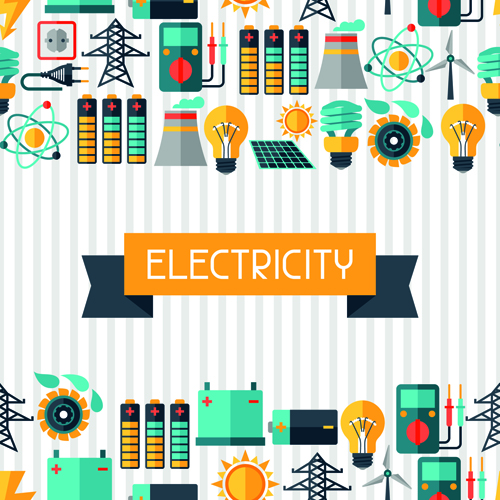 Flat electricity elements vector 02