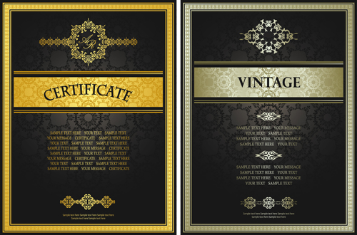 emplate certificate design vector 03 Golden template certificate design vector 03
