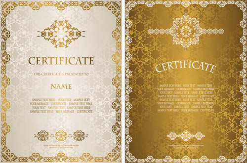 emplate certificate design vector 04 Golden template certificate design vector 04