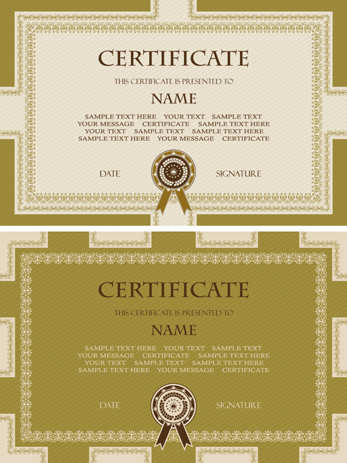 emplate certificate design vector 05 Golden template certificate design vector 05