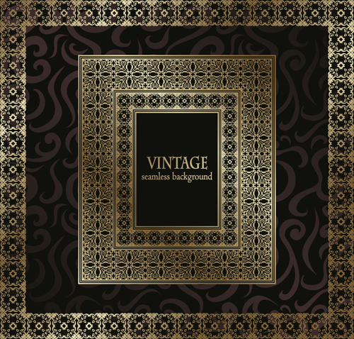 Golden vintage frame vector background 01
