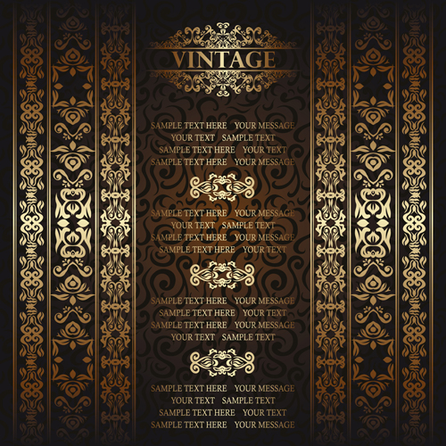 Golden vintage frame vector background 03