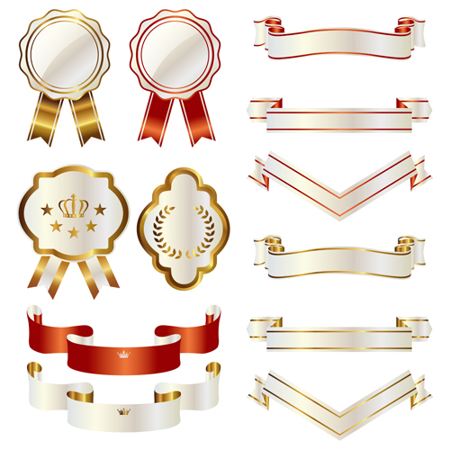 Golden with white frame labels and ribbon 03