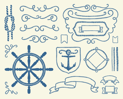 Hand drawn nautical elements vector material 02