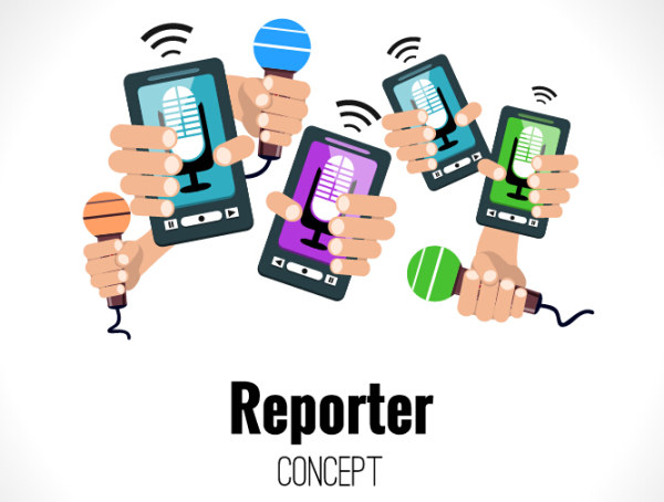 Interview reporter design background vector