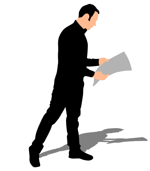 Man reading newspaper vector silhouette
