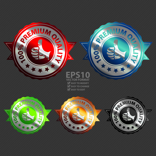 Metal textured commercial sticker labels vector 01