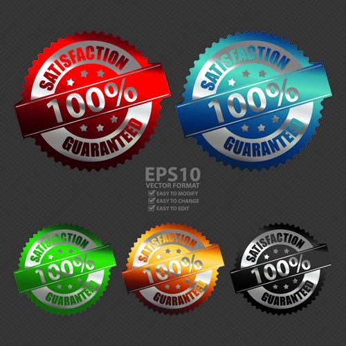 Metal textured commercial sticker labels vector 02
