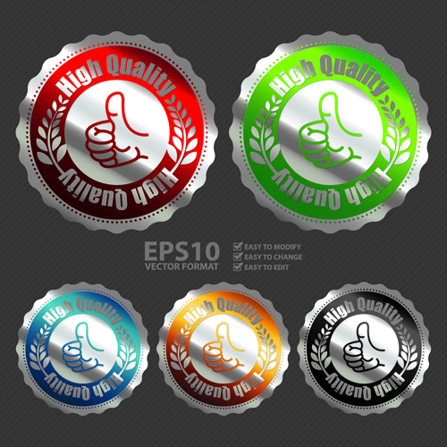 Metal textured commercial sticker labels vector 04