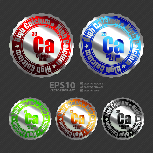 Metal textured commercial sticker labels vector 05