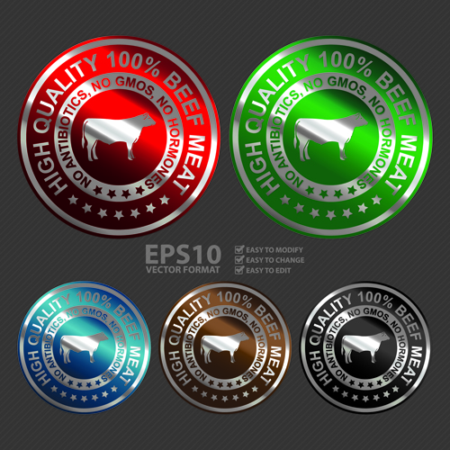 Metal textured commercial sticker labels vector 06