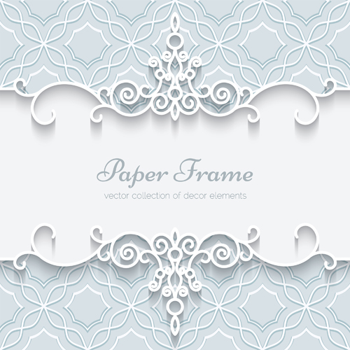 Paper lace frame vector background 03