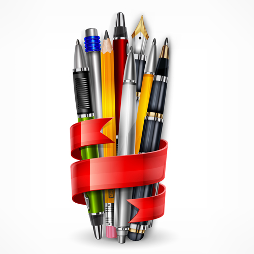 Colored pencils vector background set 02