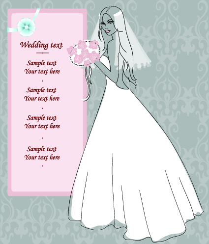 Romantic Postcard wedding vector art 02