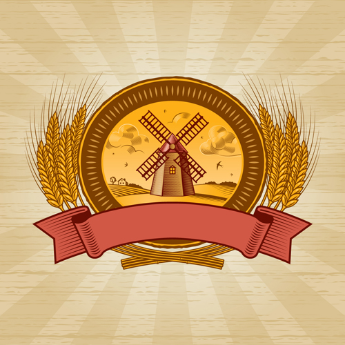 Golden Wheat vector background set 02