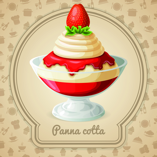 dessert background design vector 03 Tasty dessert background design vector 03