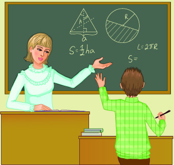 Teacher with Student vector 05