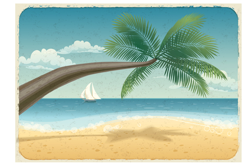 Tropical beach travel background art