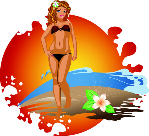 Tropical elements design vector 03