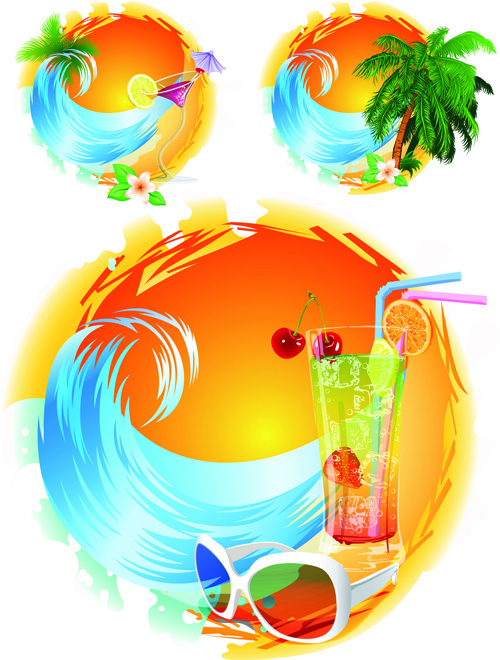 Tropical elements design vector 04