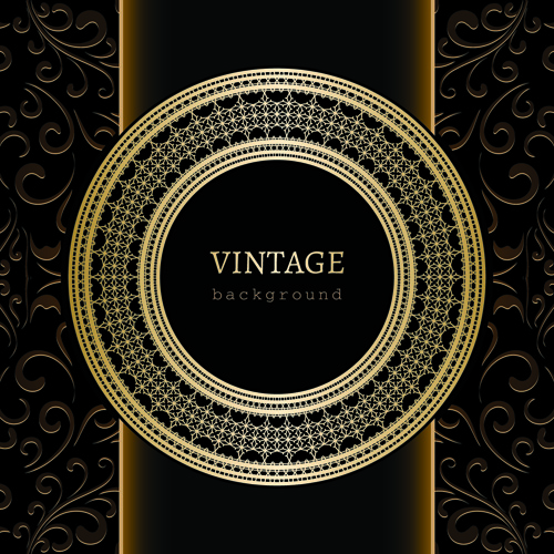 Vintage Golden Backgrounds vector 02