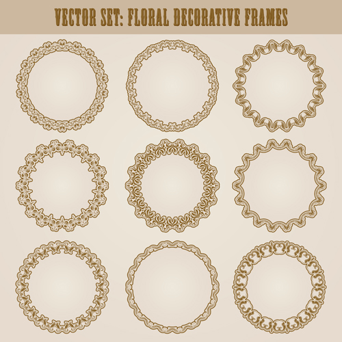 Vintage floral decorative frames vector 04
