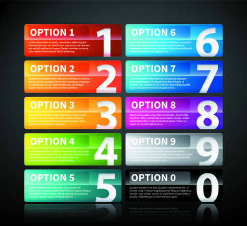 Website numbered Buttons vector 01