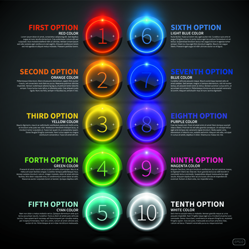 Website numbered Buttons vector 03